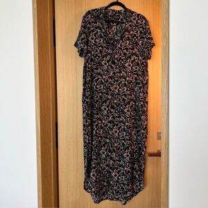 SALONI Womens Silk Multicolor Floral Print Short Sleeve Shirt Dress Size 10